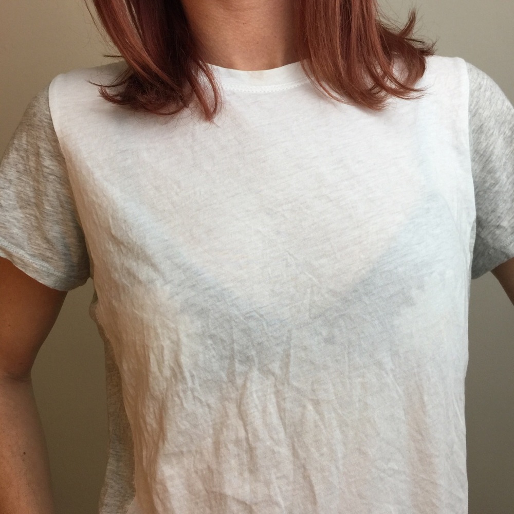 VINCE White Gray Color Block T-Shirt Blouse Top - Picture 4 of 8